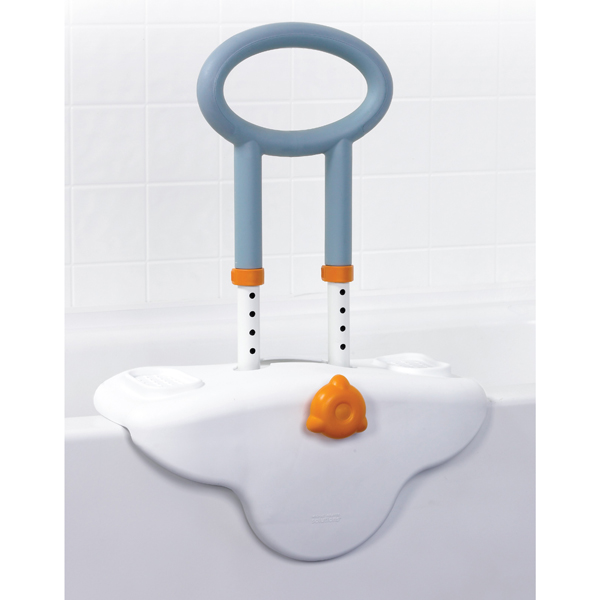 Michael Graves Clamp On Height Adjustable Tub Rail with Soft Cover Soap and Shampoo Dish - Click Image to Close